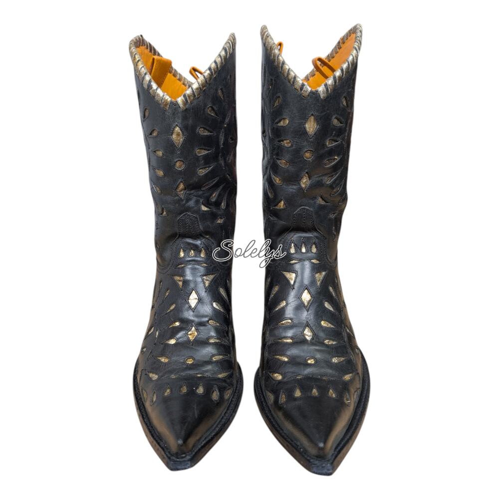 Old Gringo Tino Tino Inlay Cutout Mid-Calf Pointed Toe Western Bootie Womens 7.5 - Picture 3 of 10